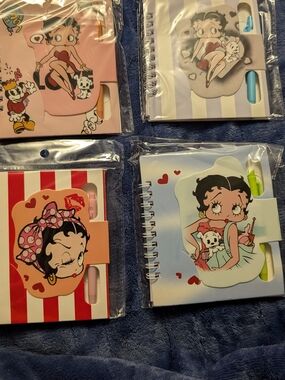 4 Betty Boop Small Spiral Notebook with Pen Set